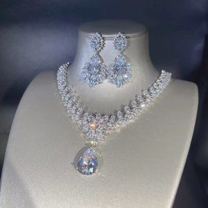 Blue Marquise Sapphire Crystal Rhinestone Earrings